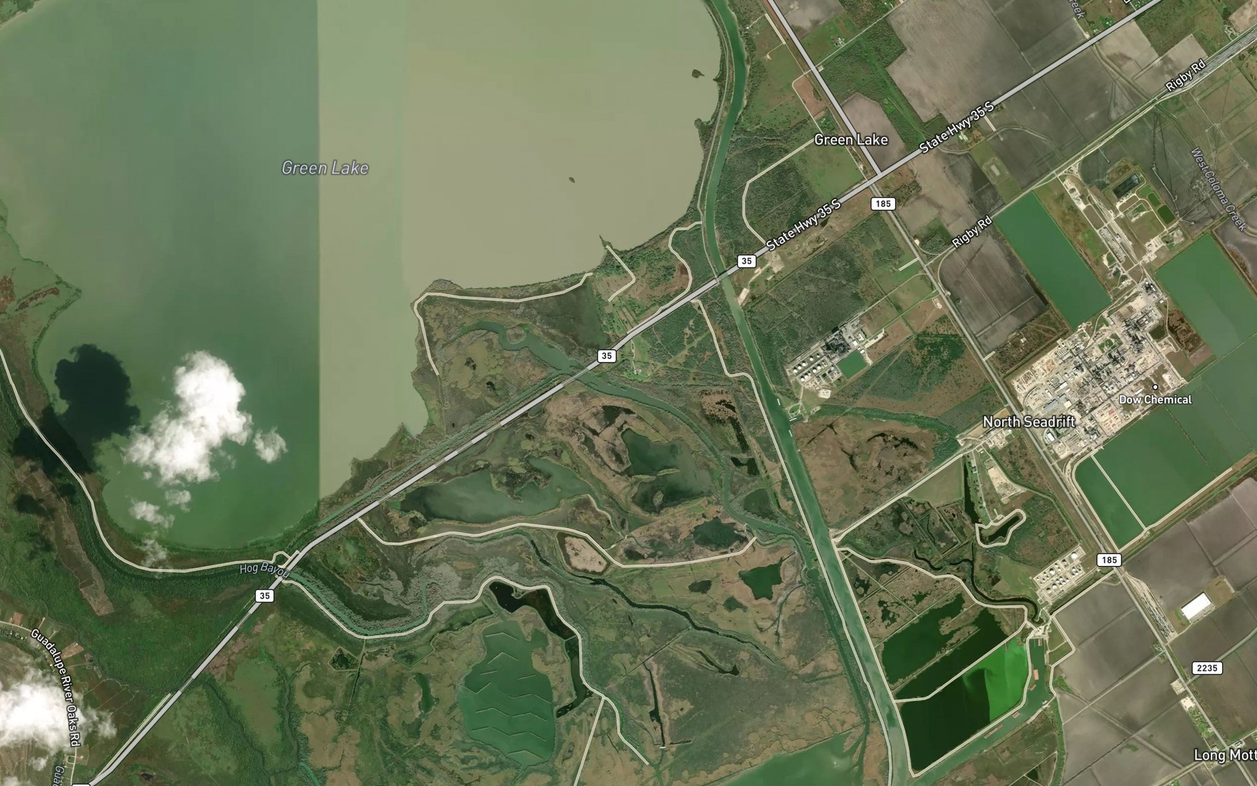 Satellite map of the Goff Bayou