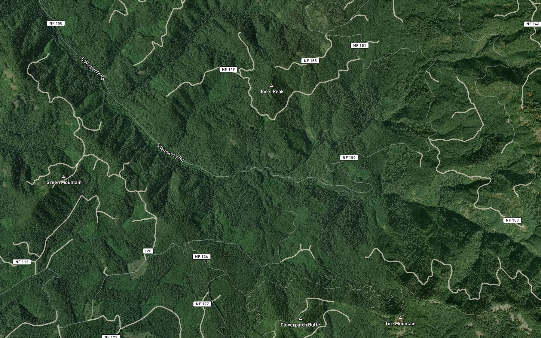 Satellite map of the Cabin Creek