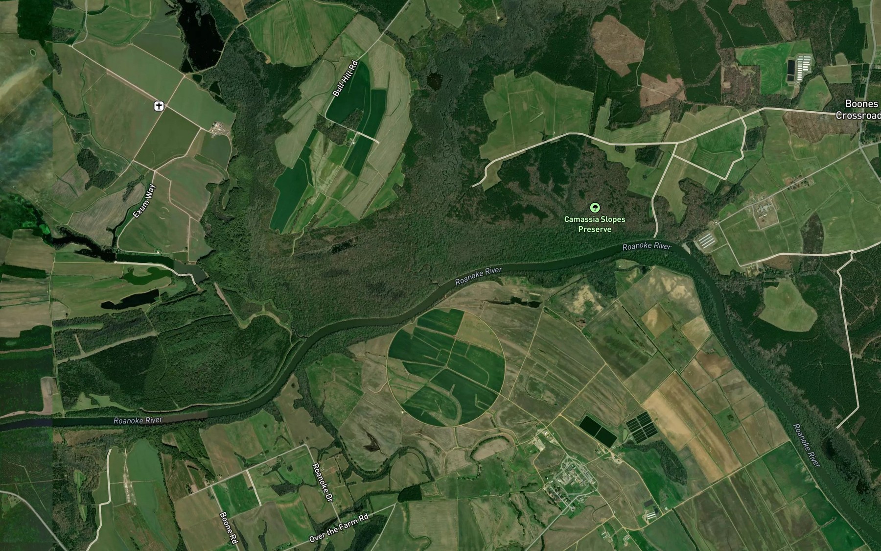 Satellite map of the Gumberry Swamp