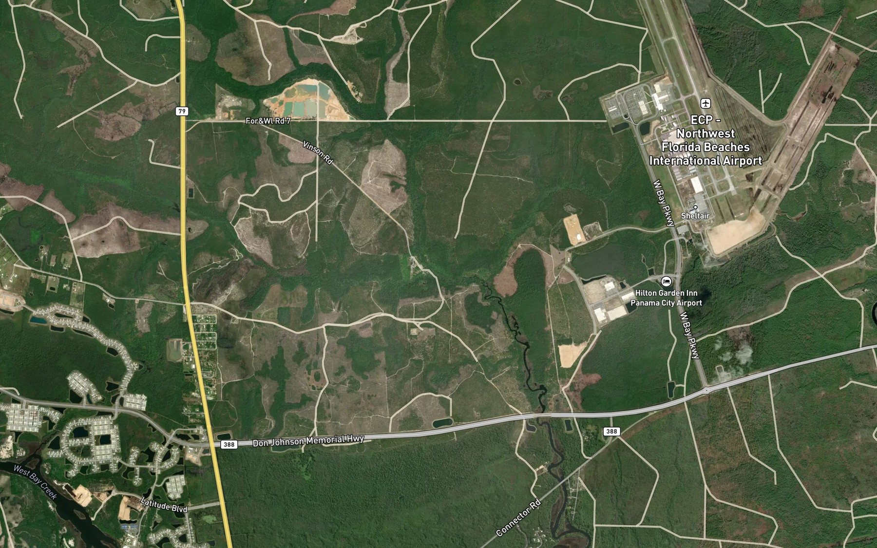 Satellite map of the Pigeon Creek