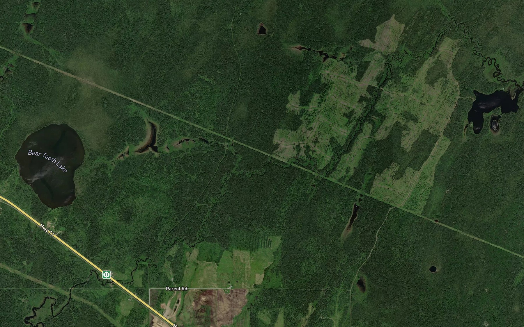 Satellite map of the Bear Tooth Creek