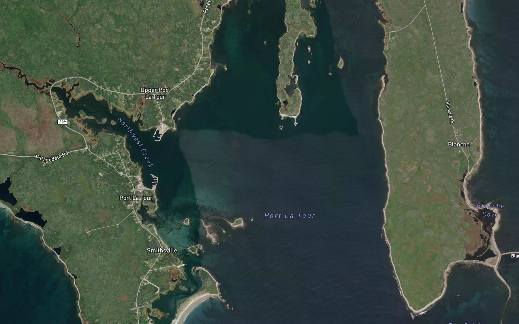 Satellite map of the Port La Tour