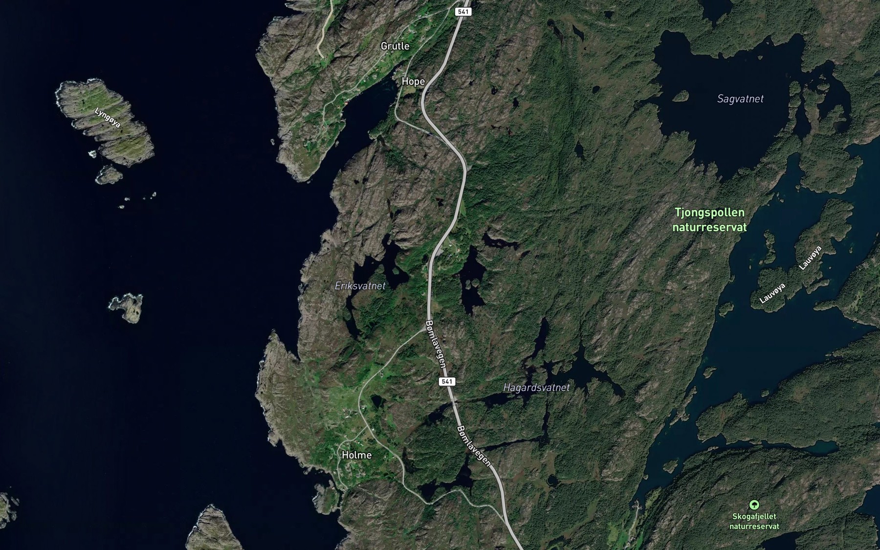 Satellite map of the Kinnbekken
