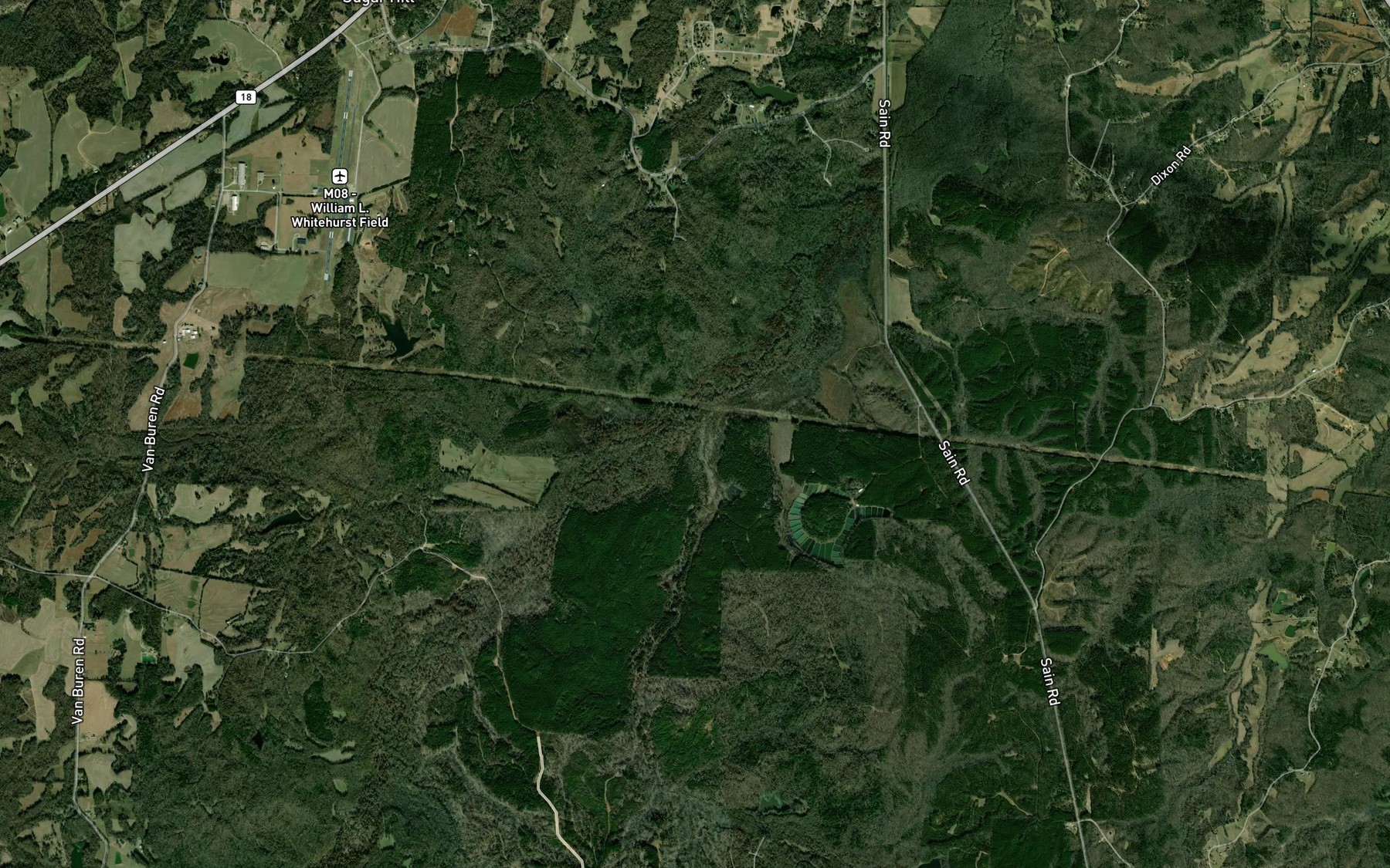 Satellite map of the Welcome Ussery Creek