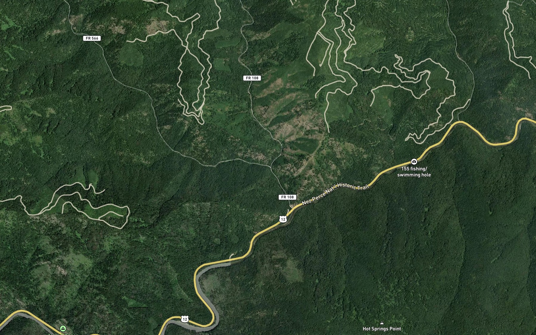 Satellite map of the Doe Creek