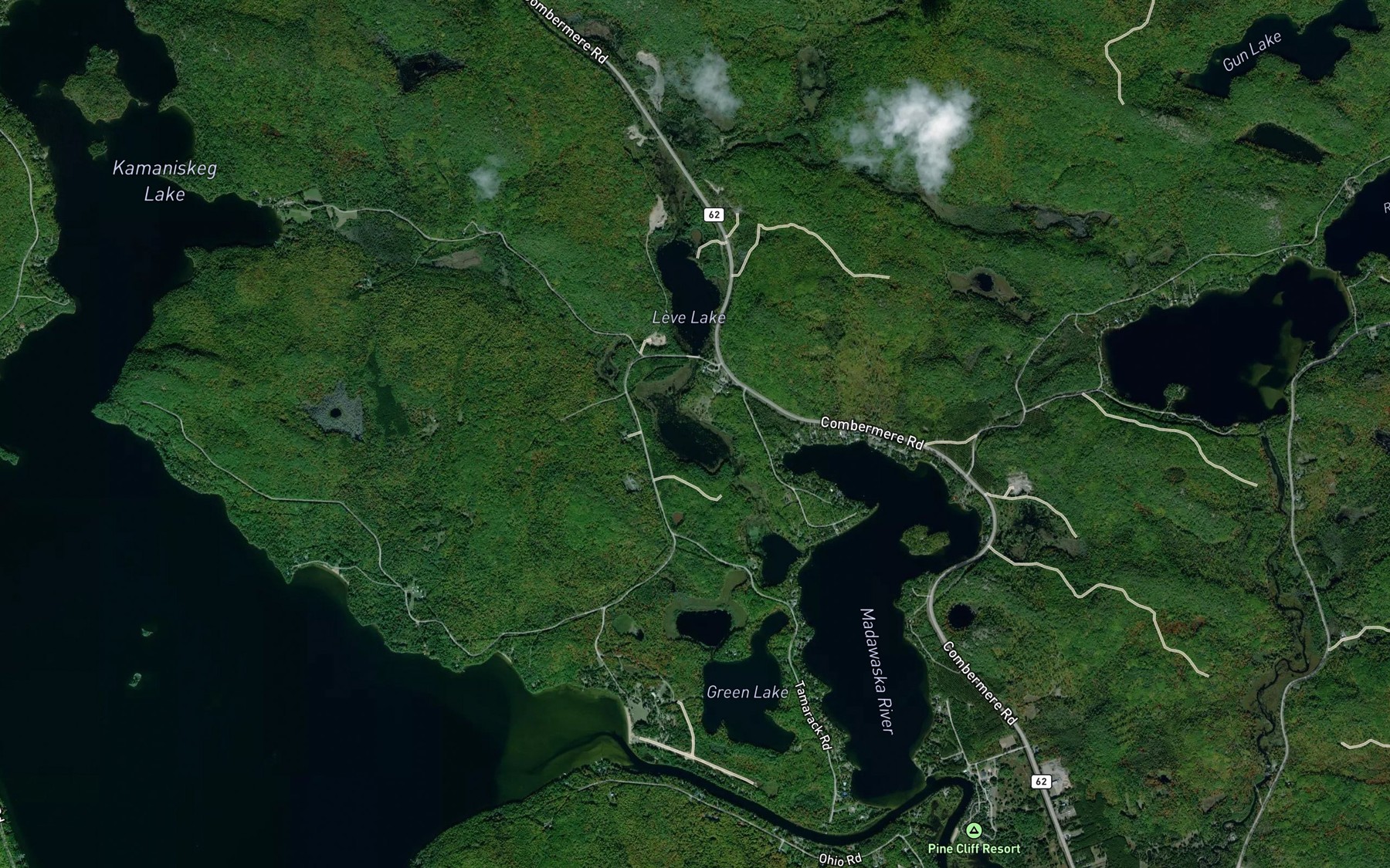 Satellite map of the Leve Lake