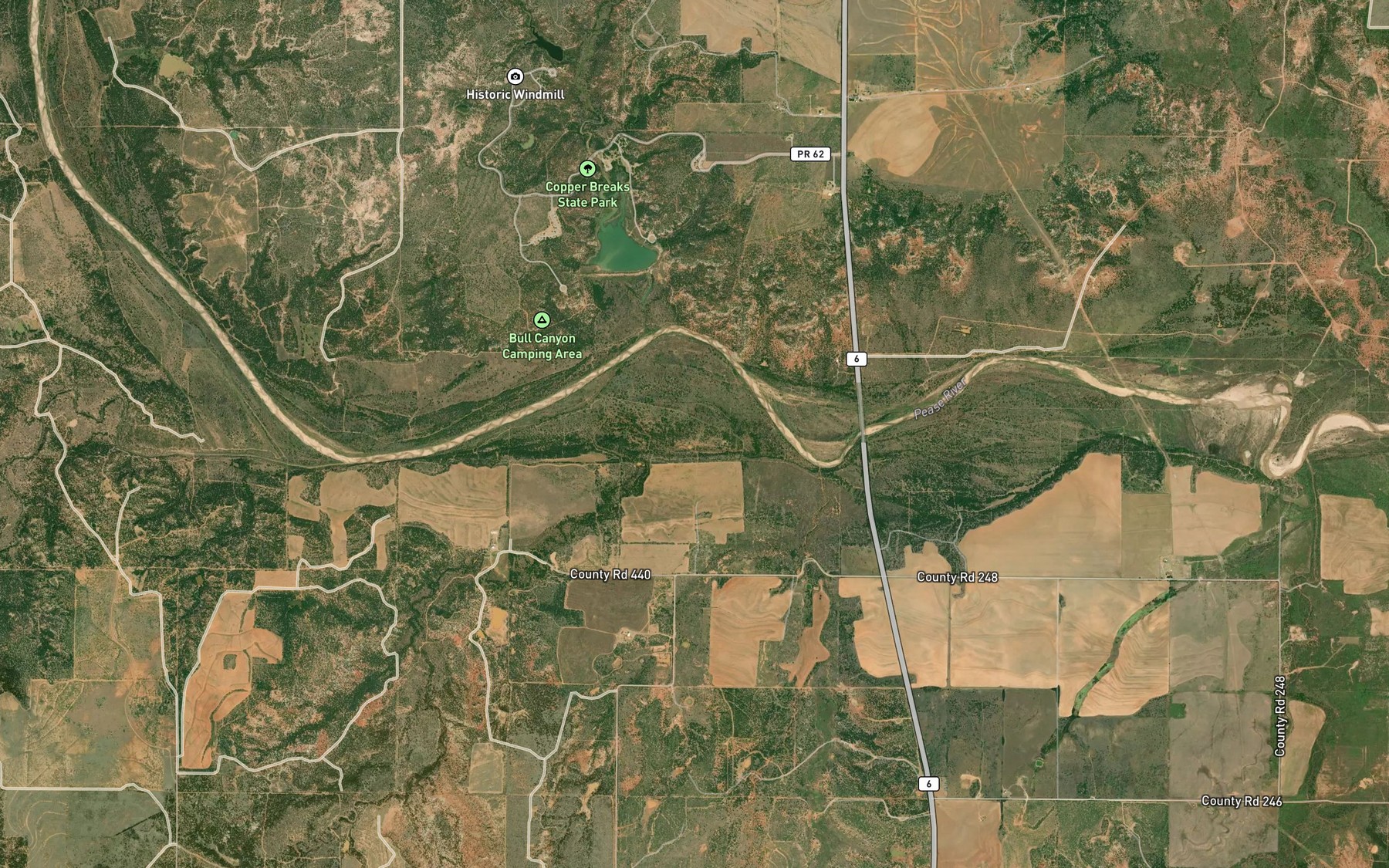 Satellite map of the Blacks Branch Creek