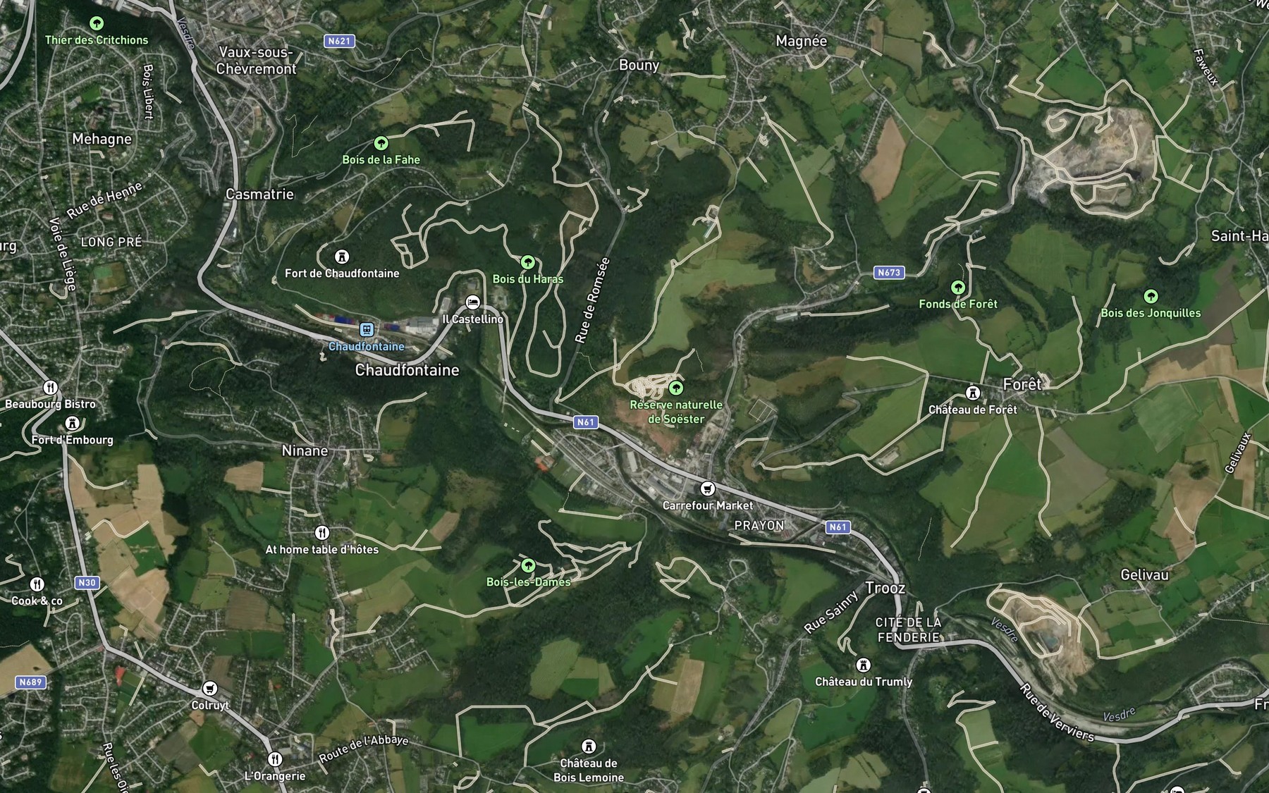 Satellite map of the Ruisseau de Geloury