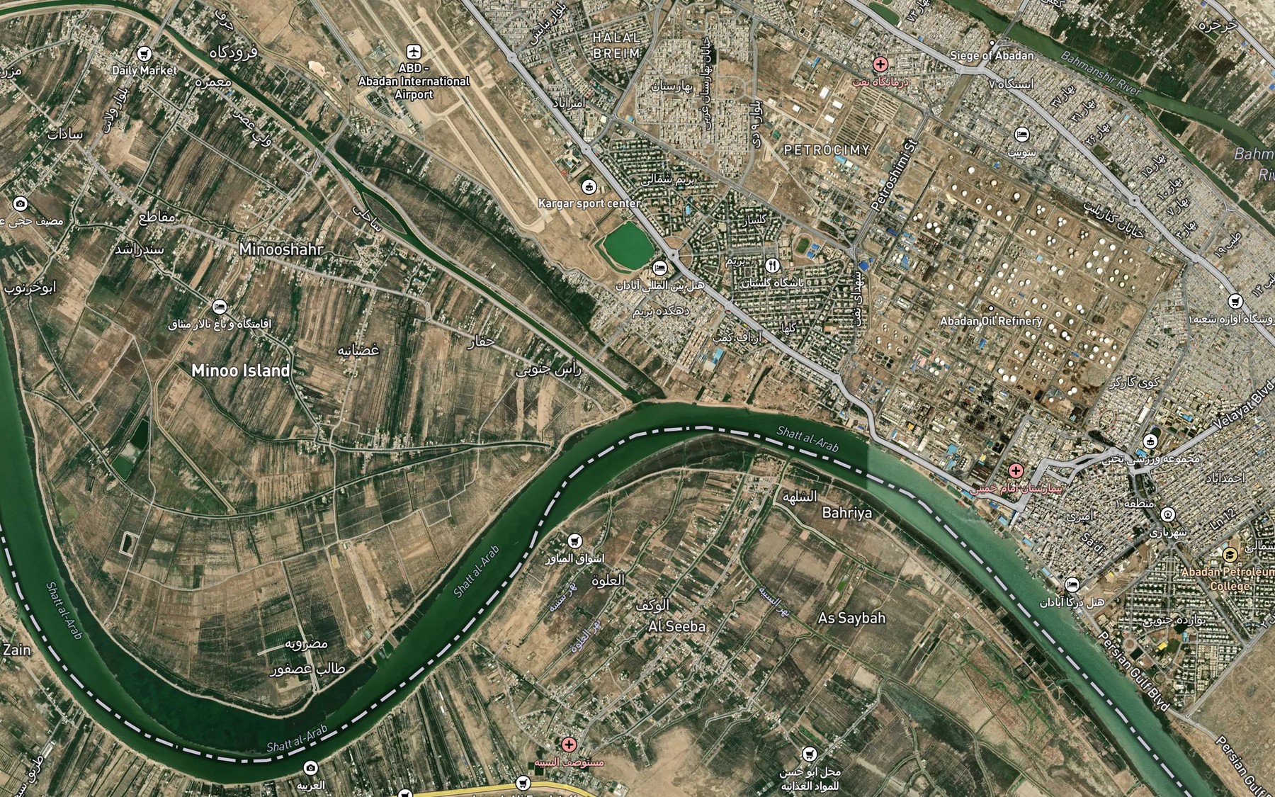 Satellite map of the Arvand-e Saghir