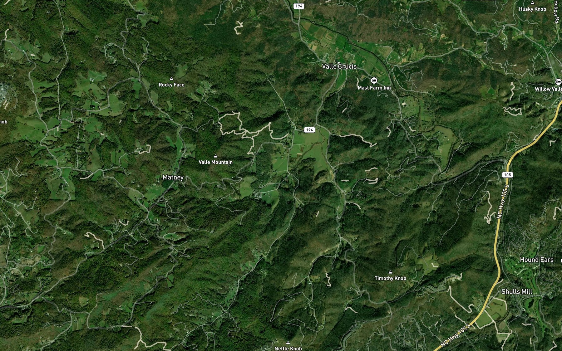 Satellite map of the Pigeonroost Creek