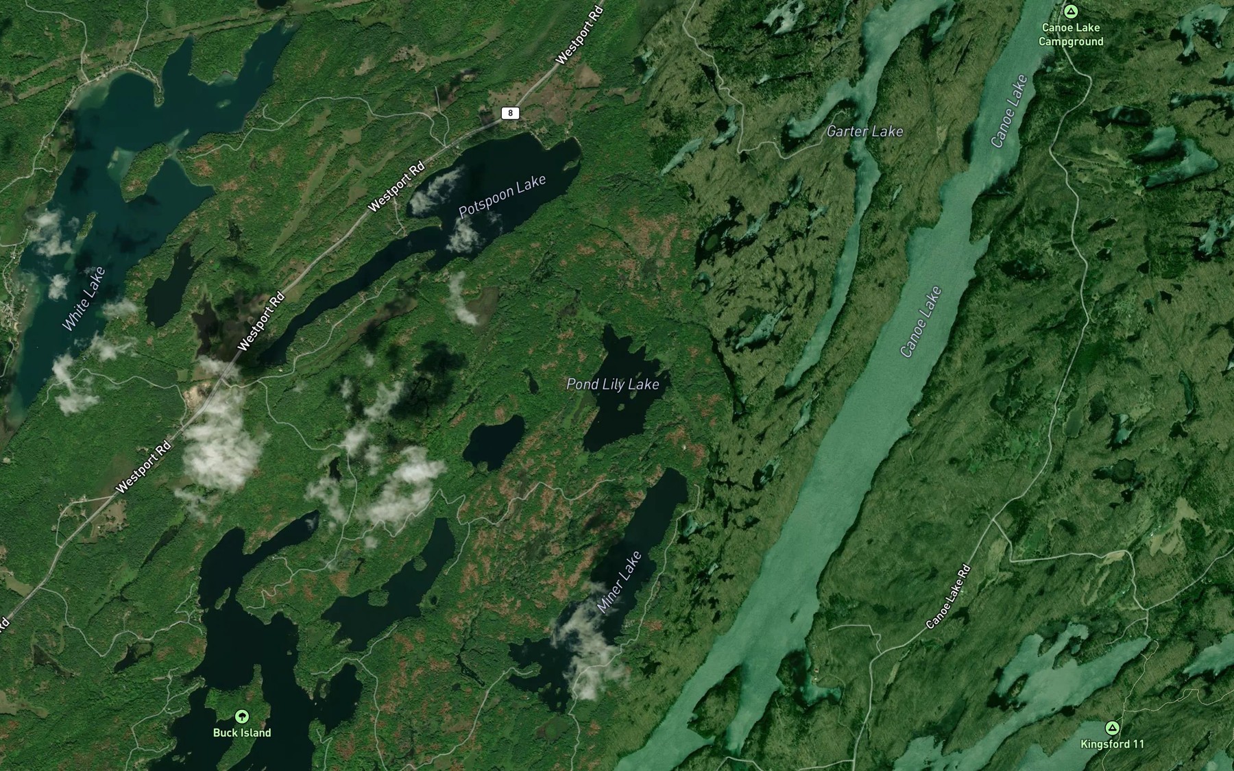 Satellite map of the Pond Lily Lake