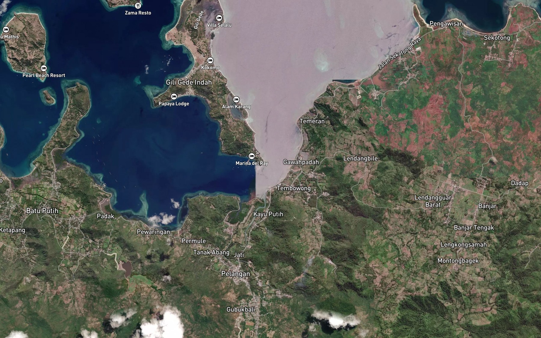 Satellite map of the Selat Giligede