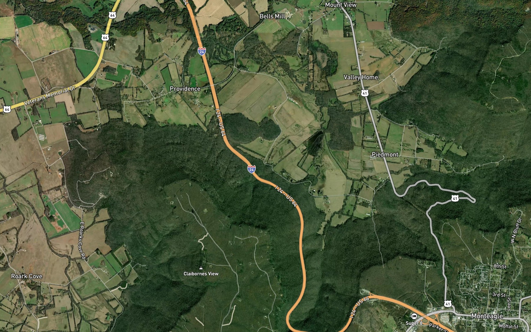 Satellite map of the Partin Spring