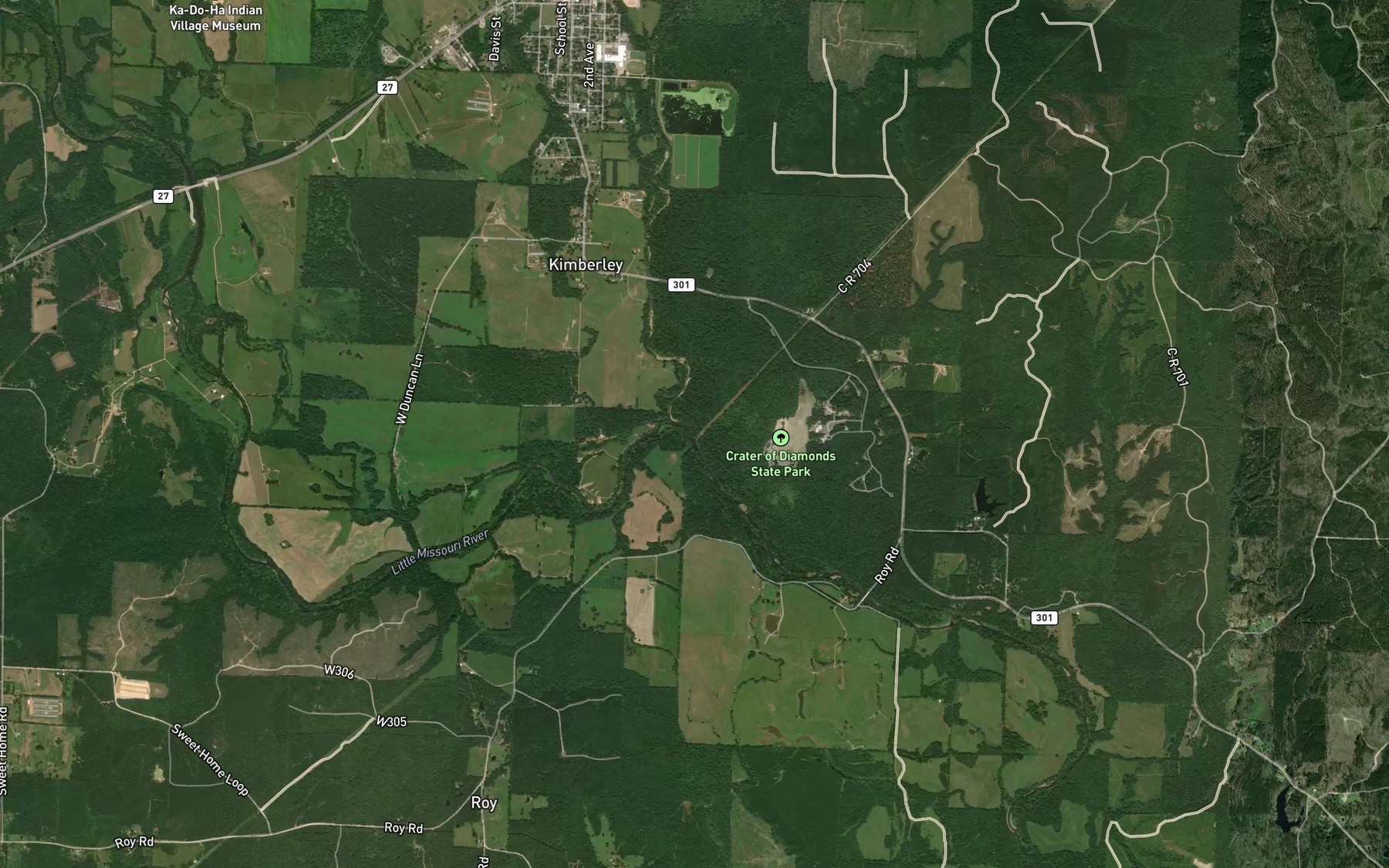 Satellite map of the Prairie Creek