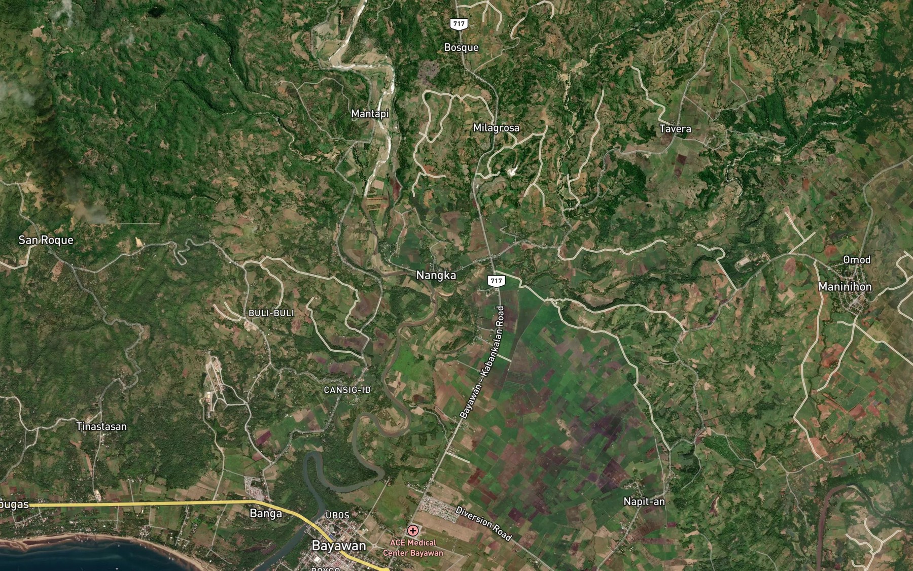 Satellite map of the Kanalum River