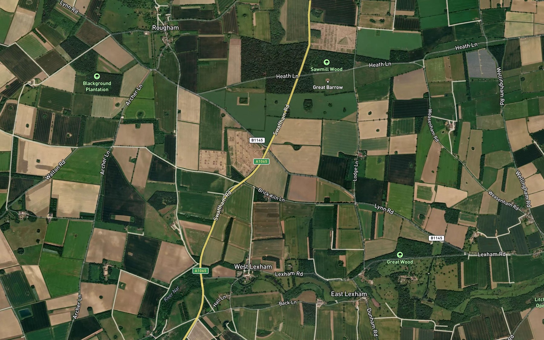 Satellite map of the River Nar