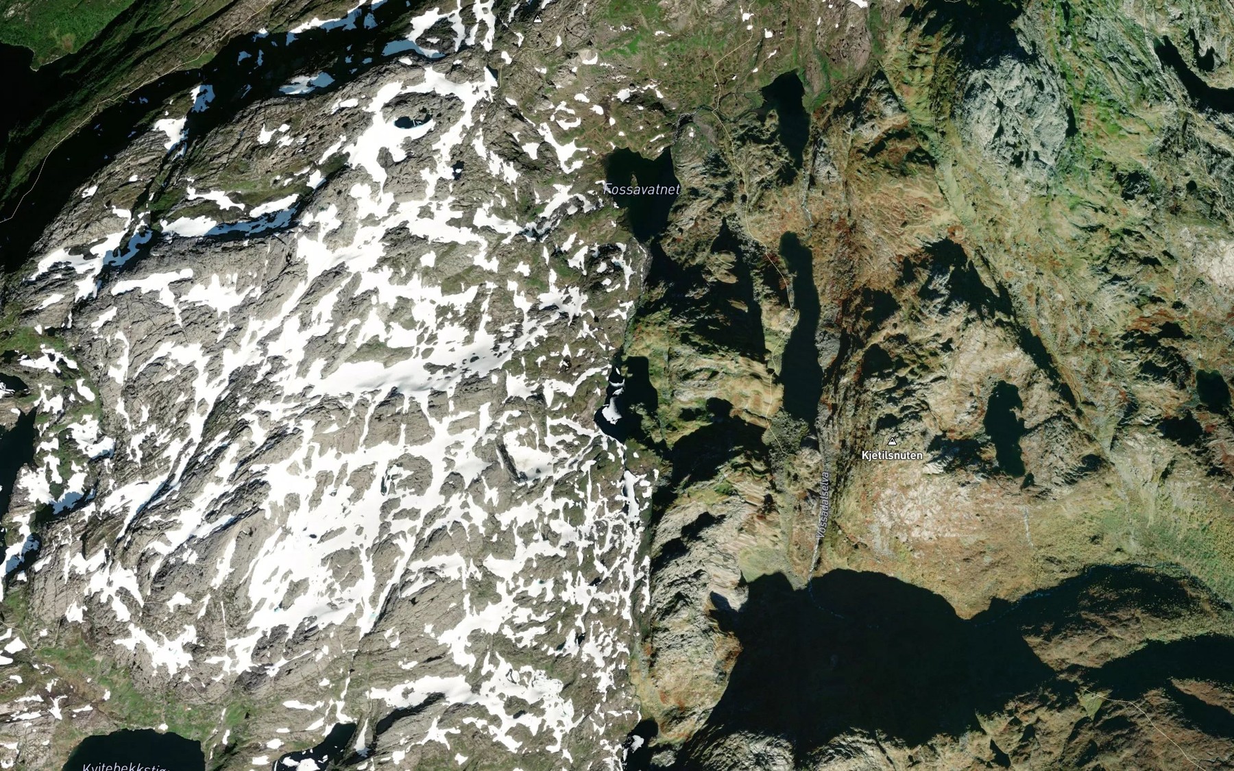 Satellite map of the Fugladalsvatnet,ovre
