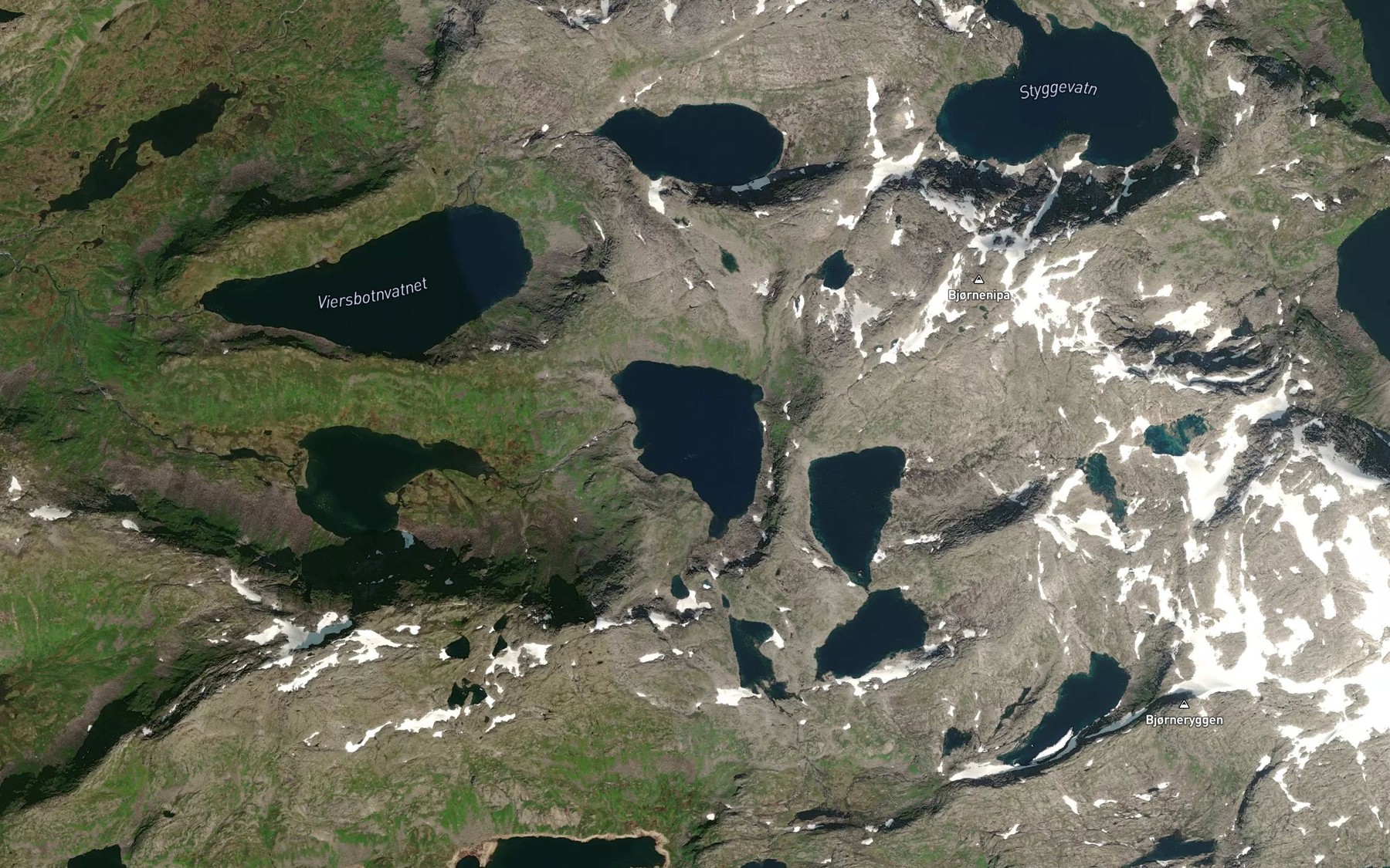 Satellite map of the Gautingsdalsvatna