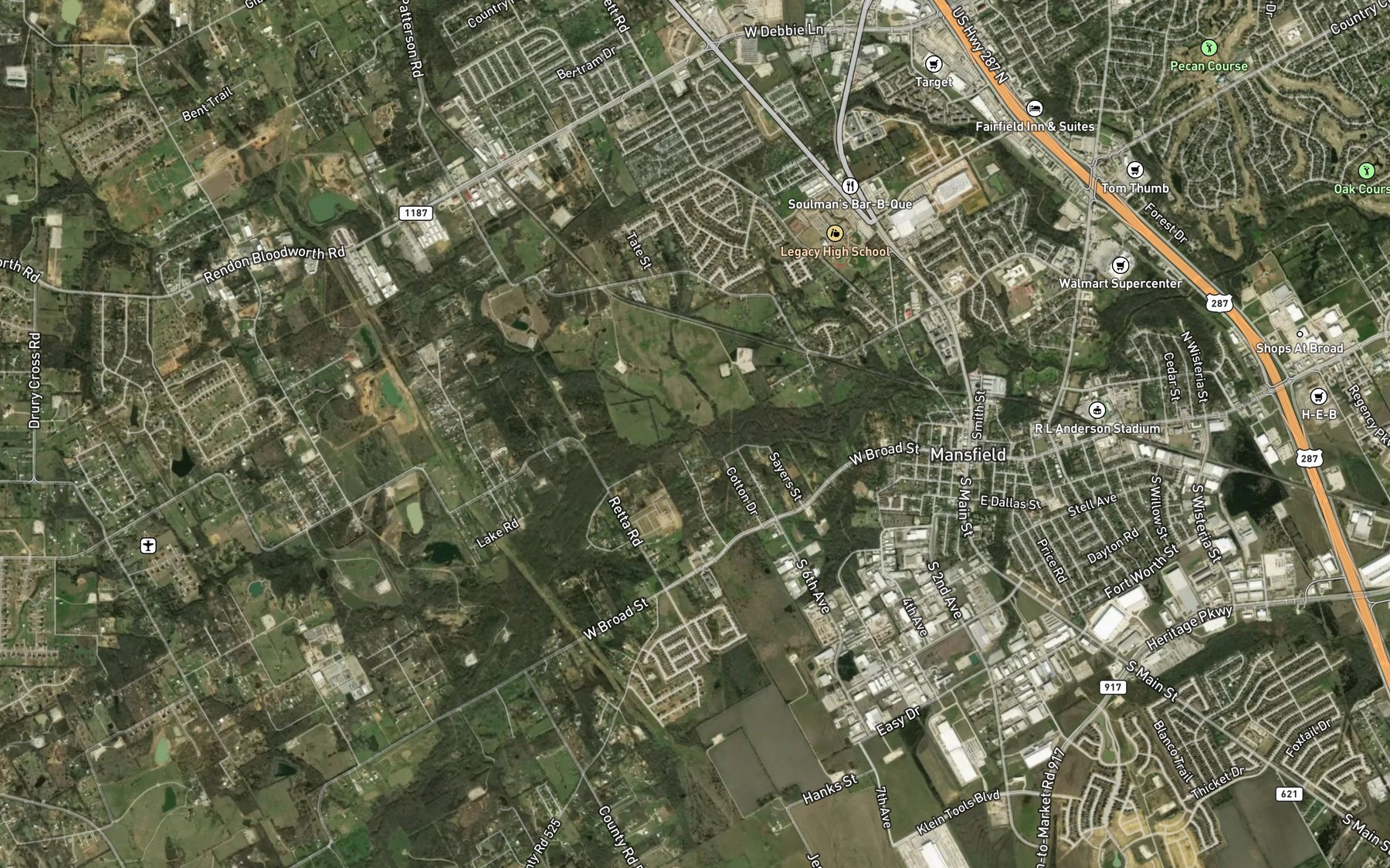 Satellite map of the Willow Branch