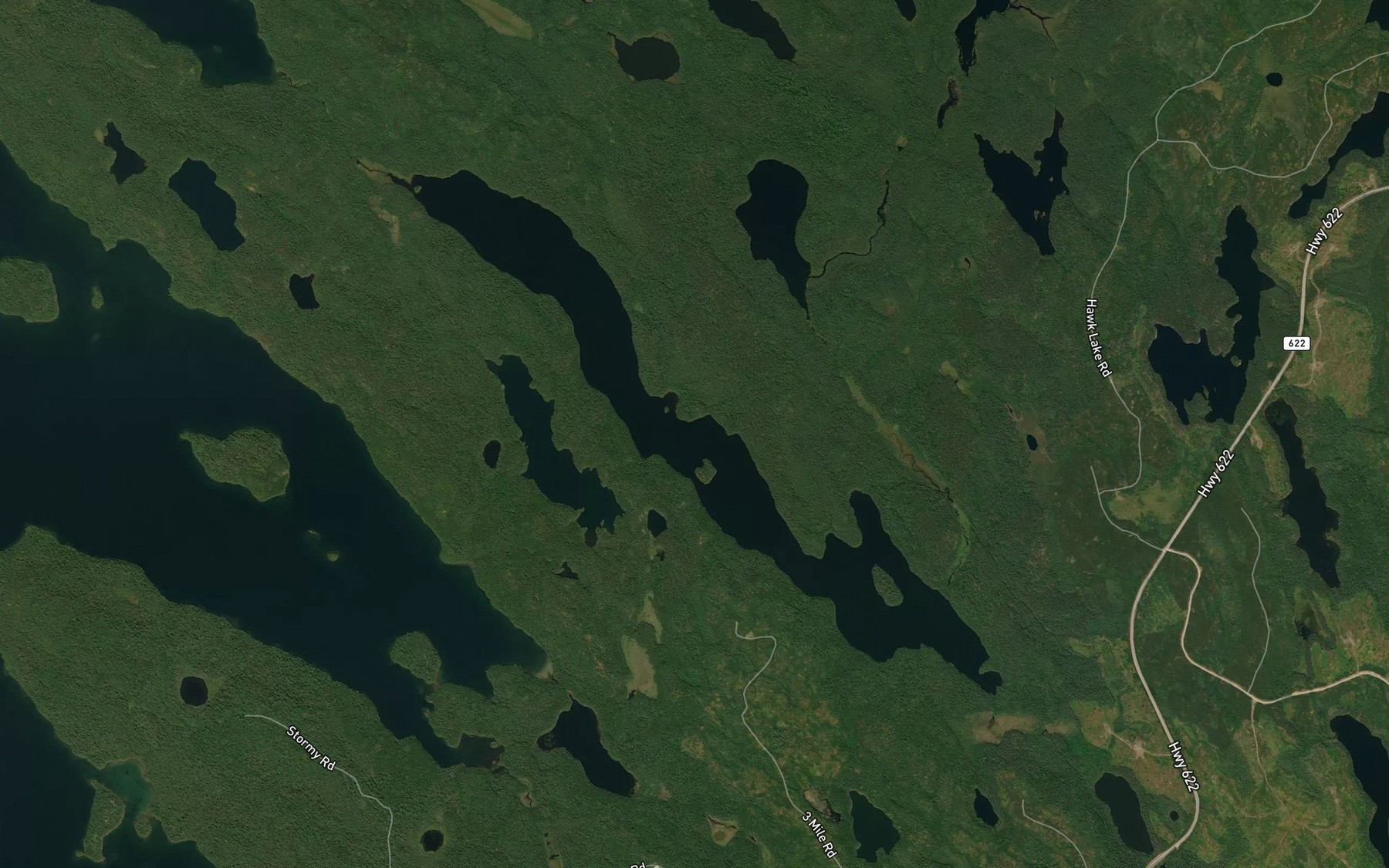 Satellite map of the Three Mile Lake