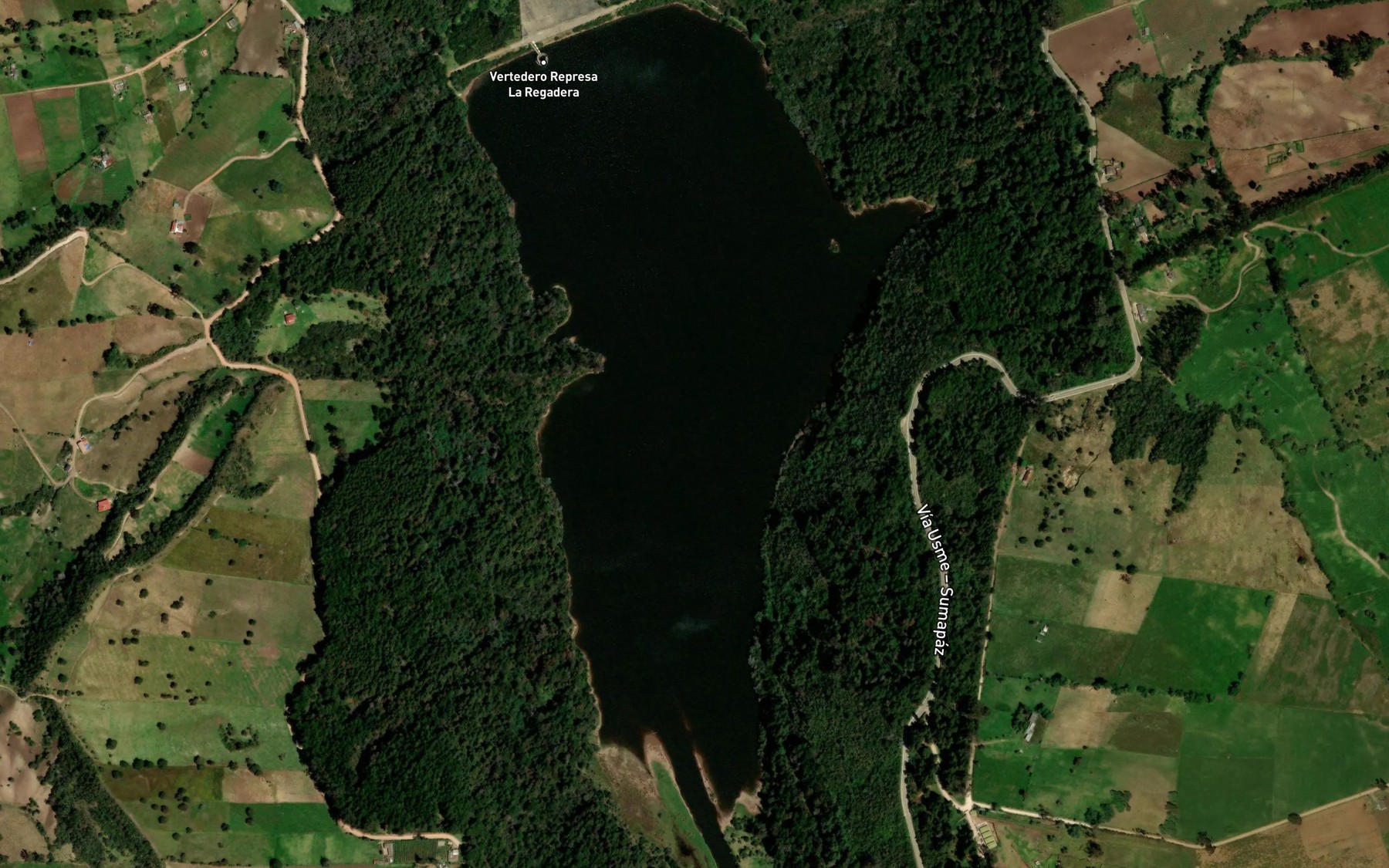 Satellite map of the Represa de La Regadera