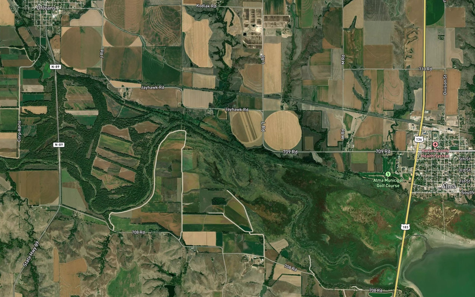 Satellite map of the Rope Creek