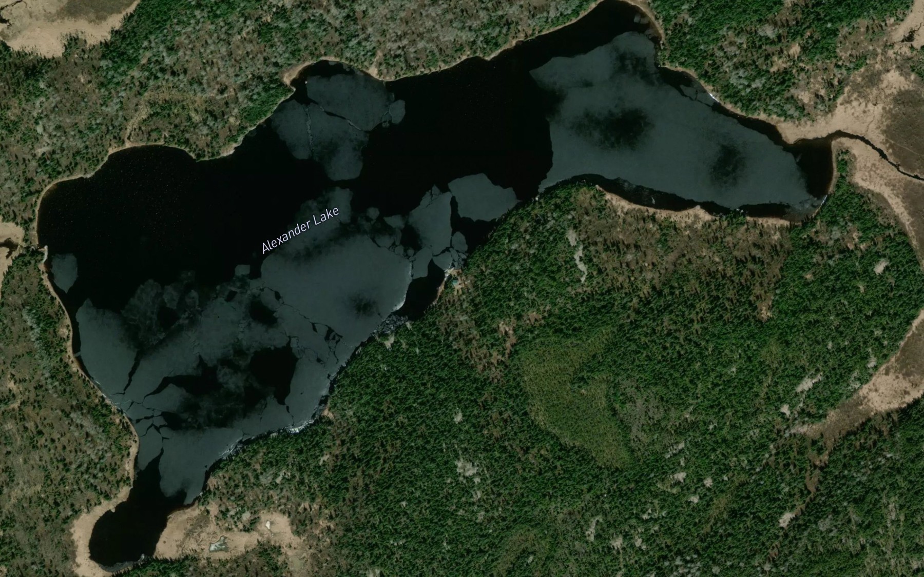 Satellite map of the Alexander Lake