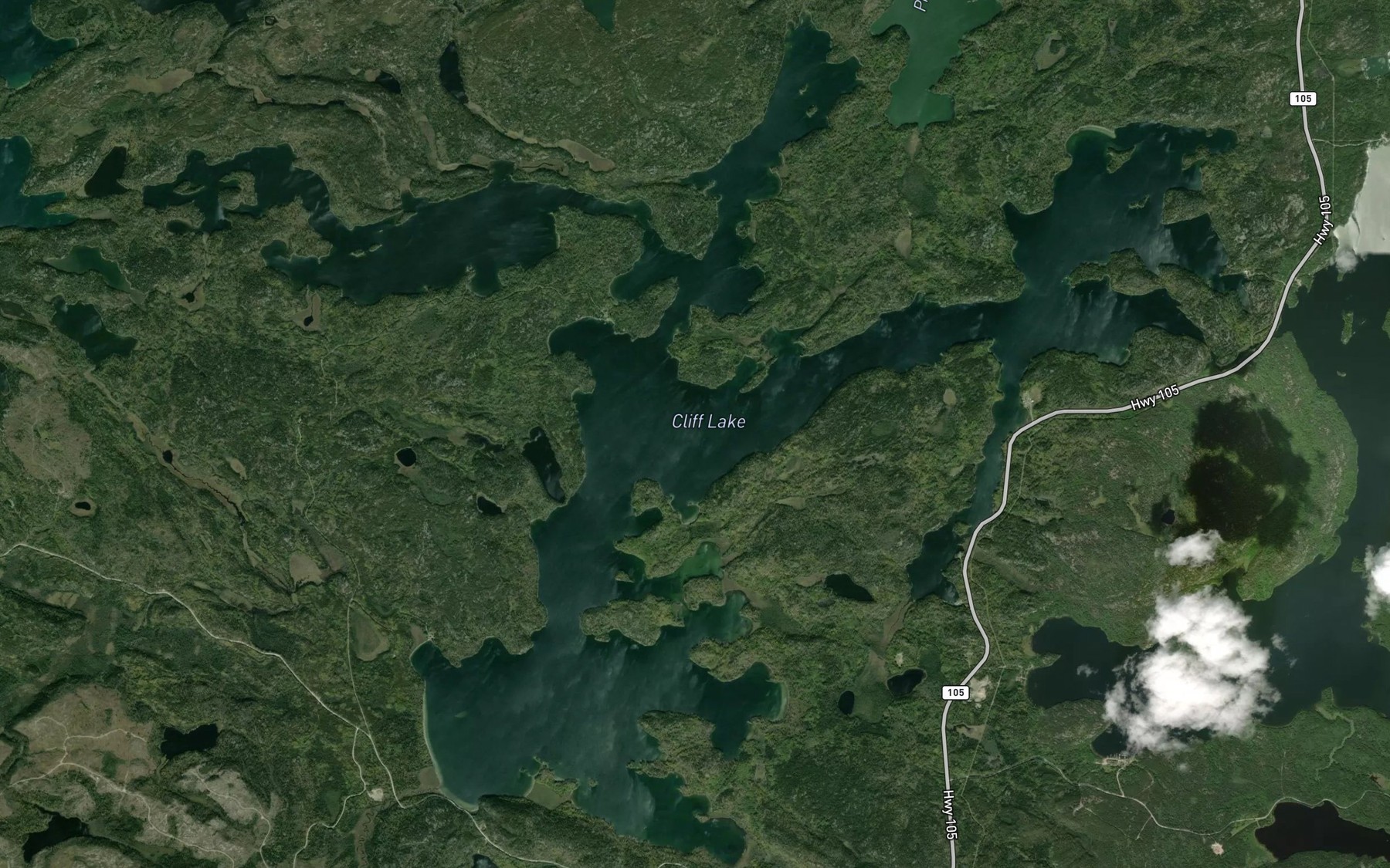 Satellite map of the Cliff Lake