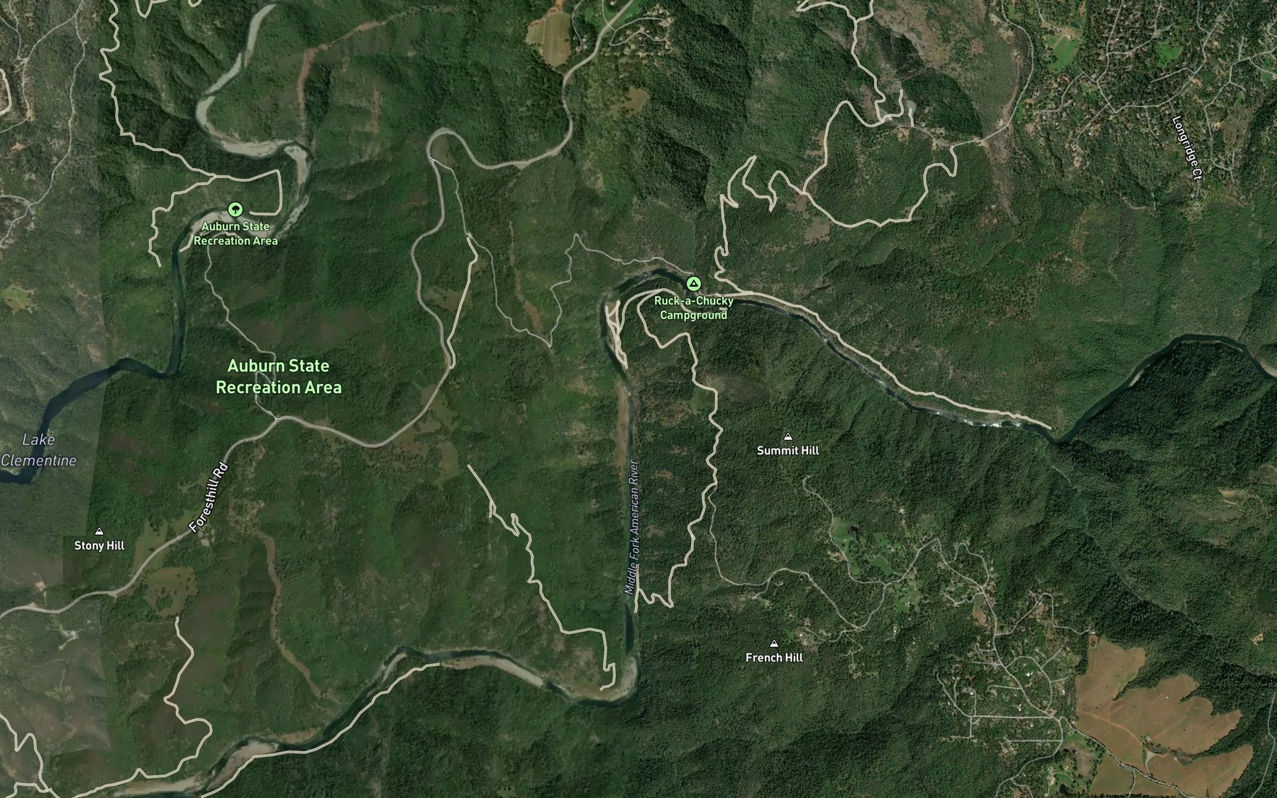 Satellite map of the Mile Hill Creek