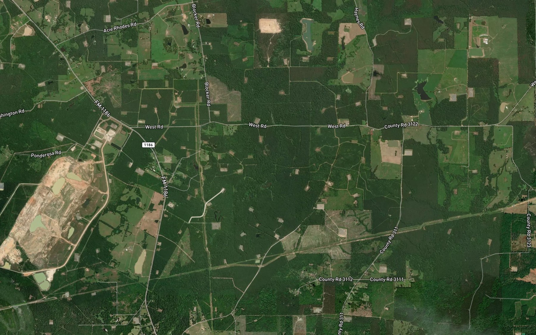 Satellite map of the Caney Creek