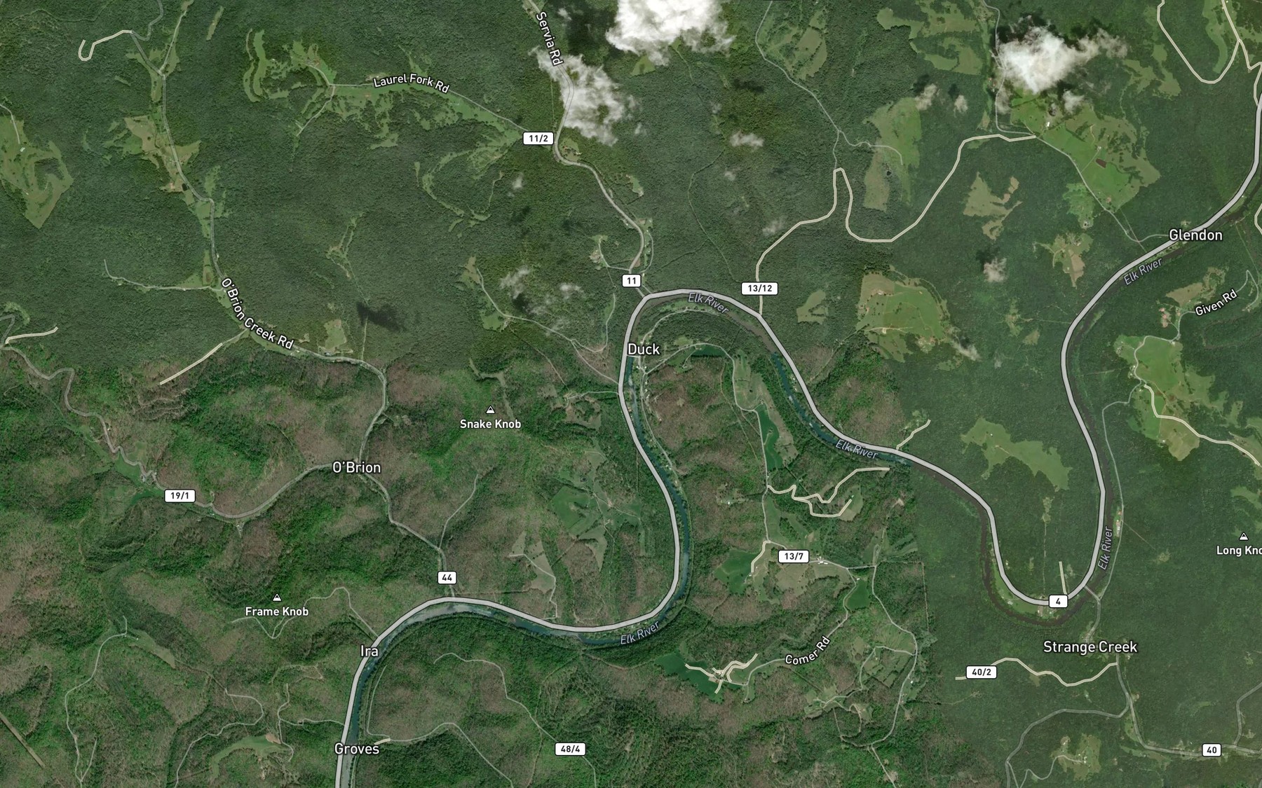 Satellite map of the Snake Fork
