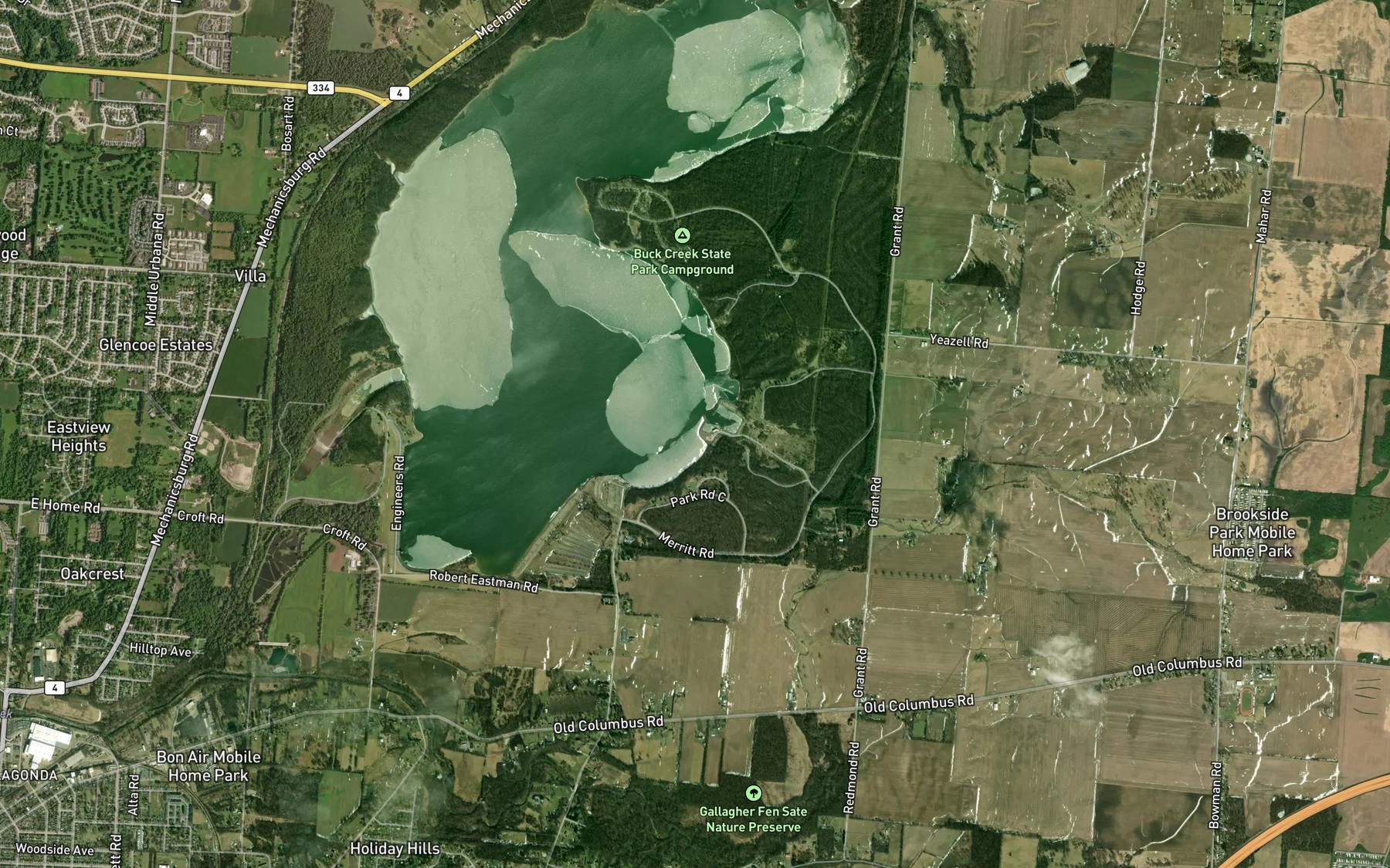 Satellite map of the Buck Creek Marina