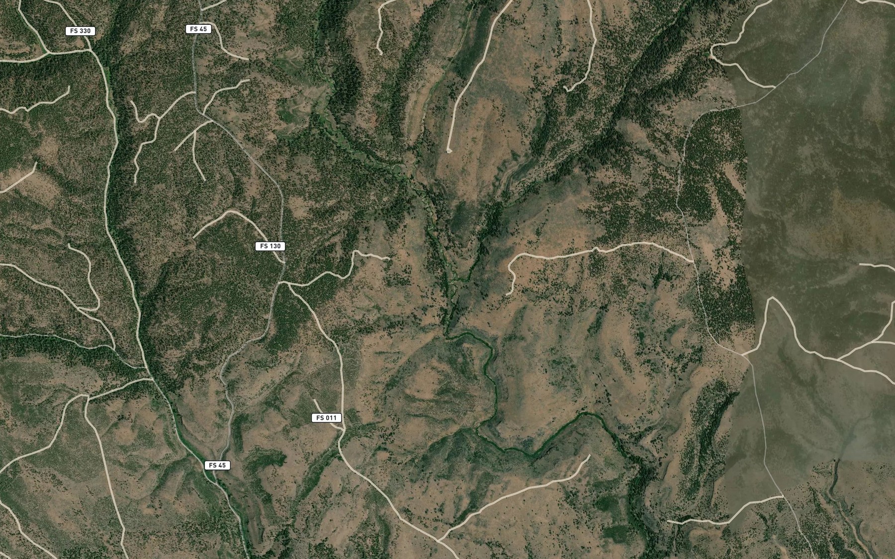 Satellite map of the Dodson Creek