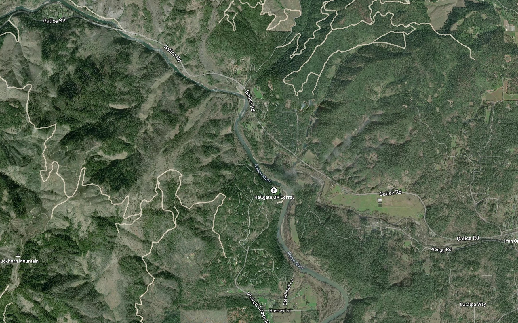 Satellite map of the Jumpoff Joe Creek