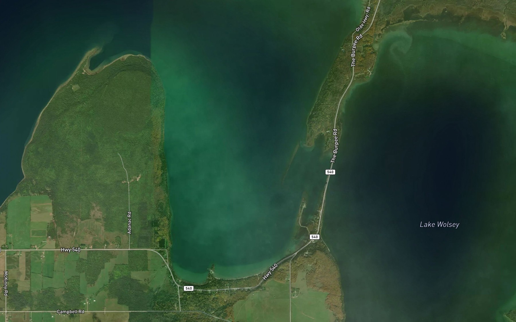 Satellite map of the Campbell Bay