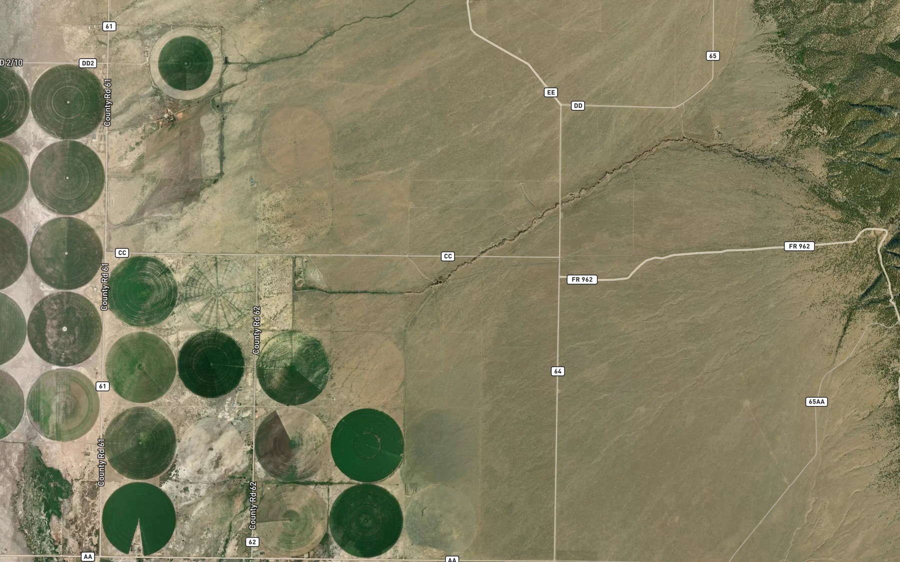 Satellite map of the Cotton Creek