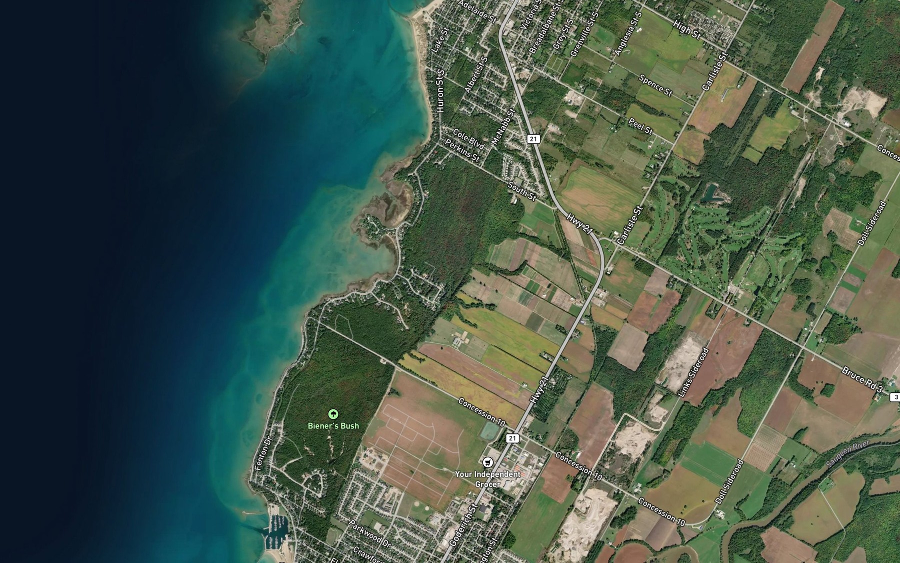 Satellite map of the Horseshoe Bay