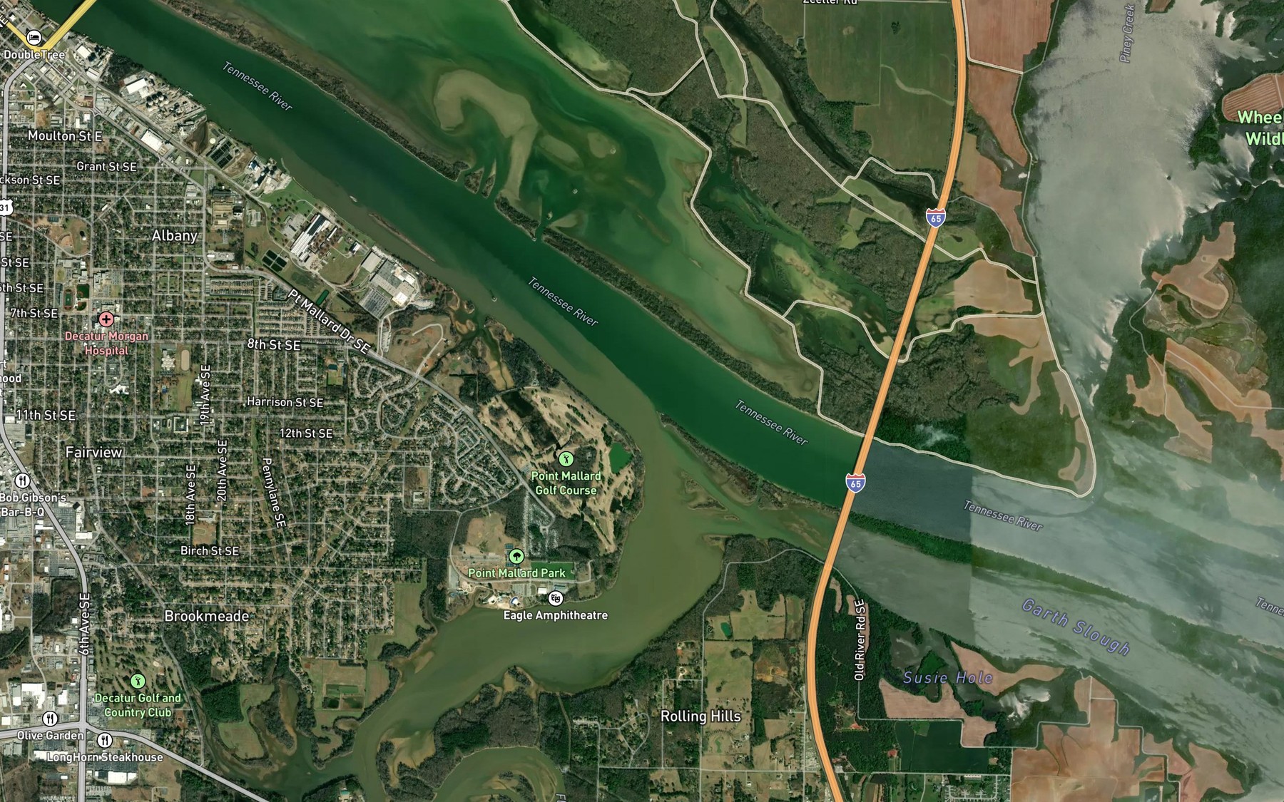 Satellite map of the Flint Creek