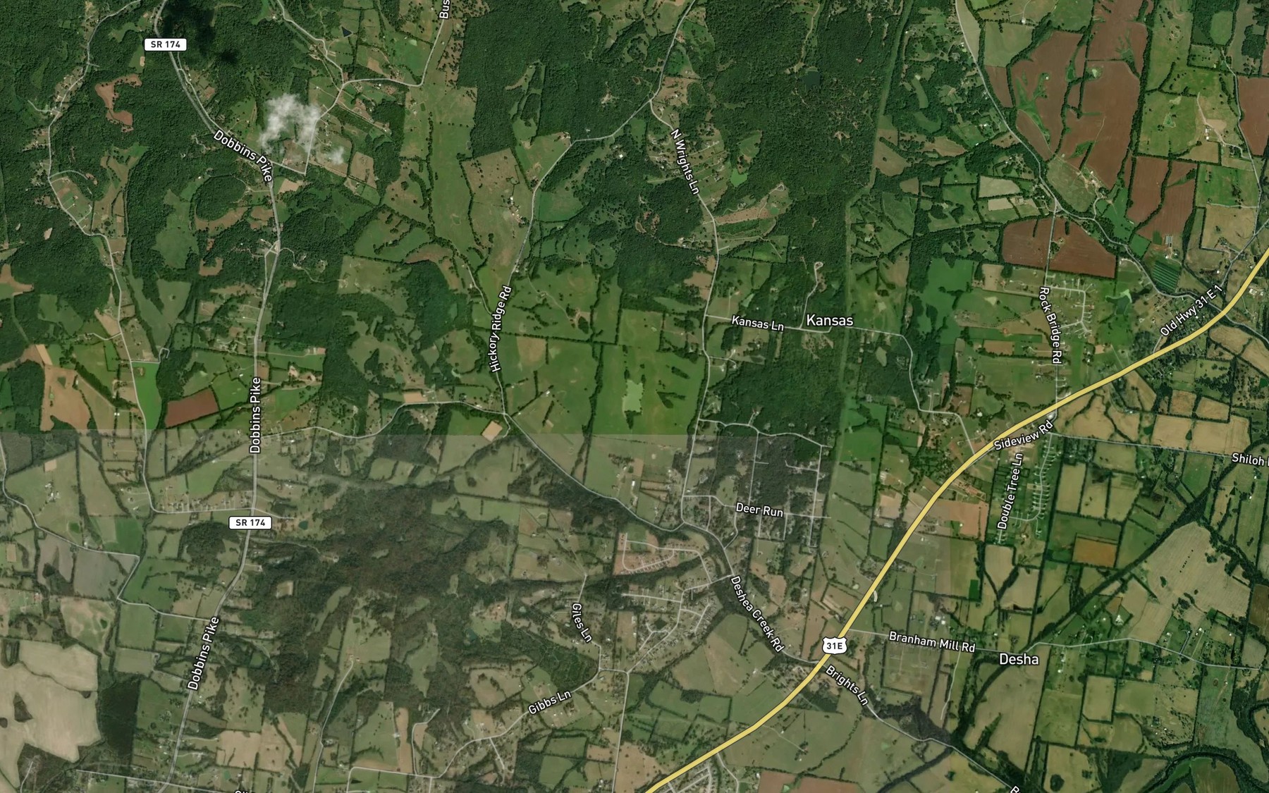Satellite map of the Womack Lake