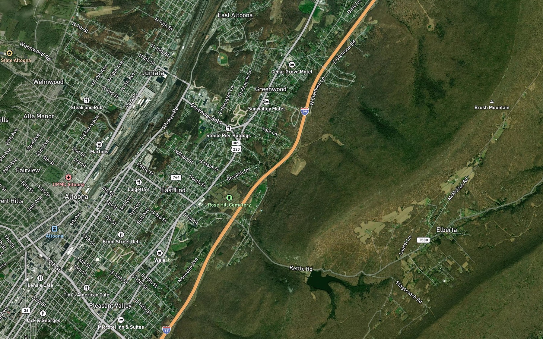 Satellite map of the Pottsgrove Reservoir