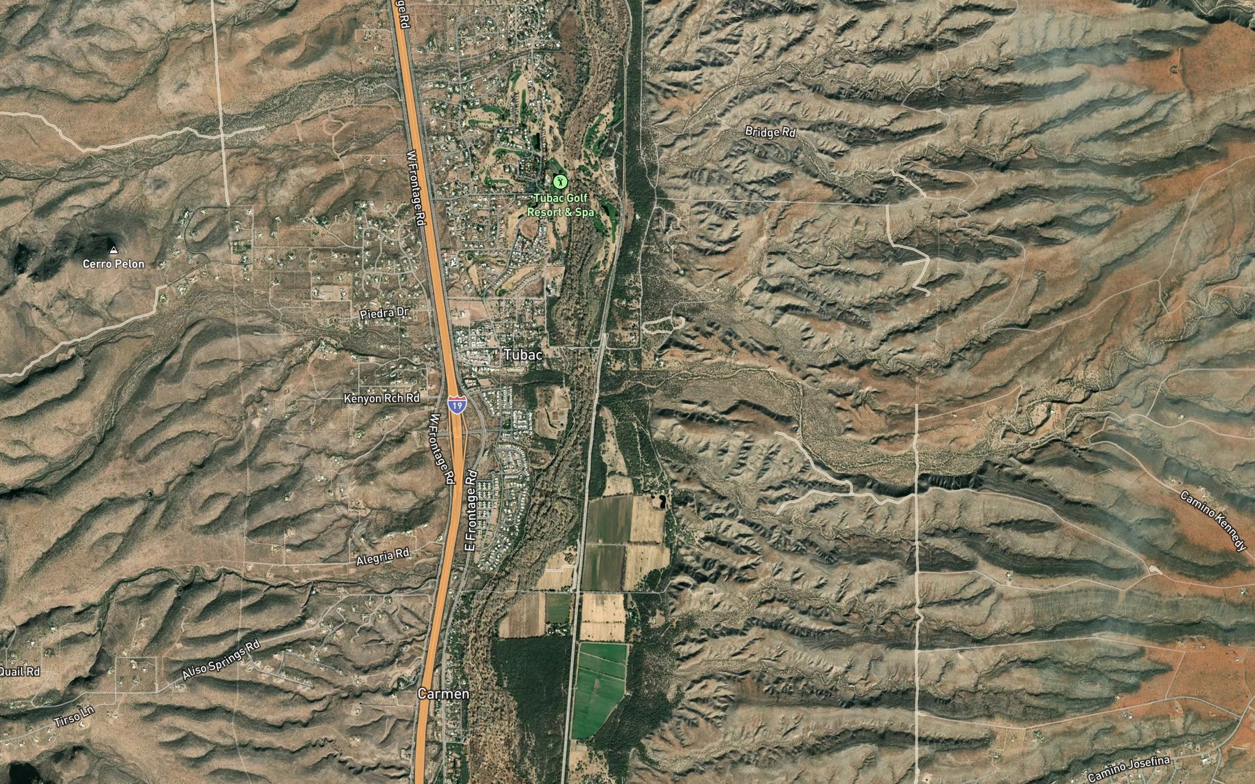 Satellite map of the Mavis Wash