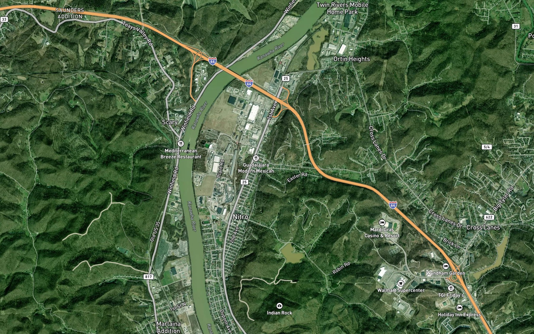 Satellite map of the Blakes Creek