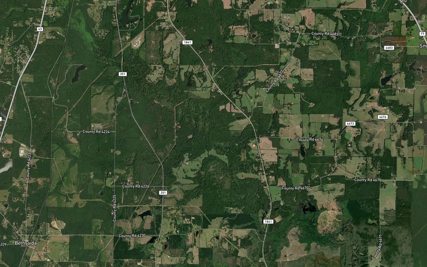 Satellite map of the Beach Creek