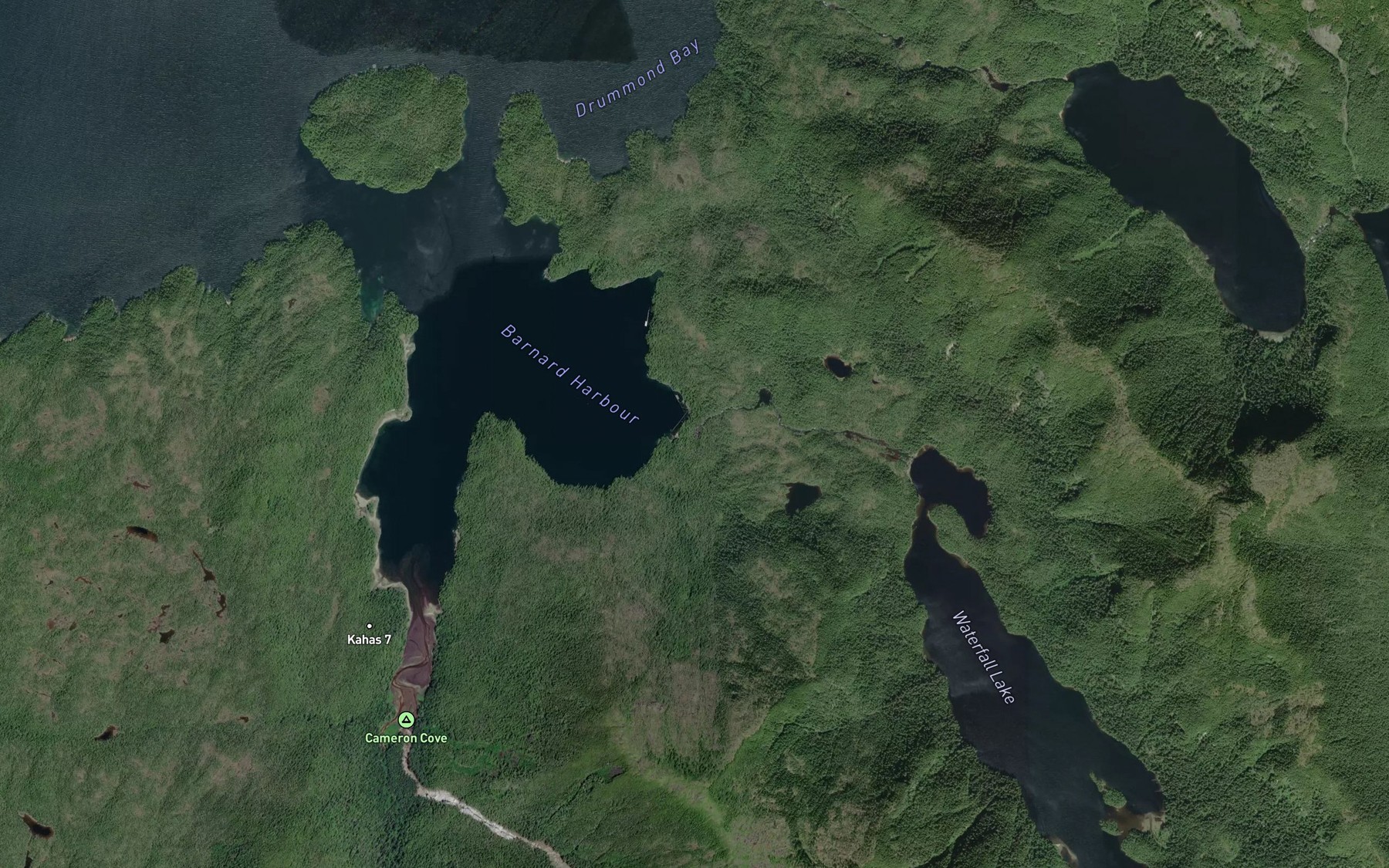 Satellite map of the Waterfall Creek