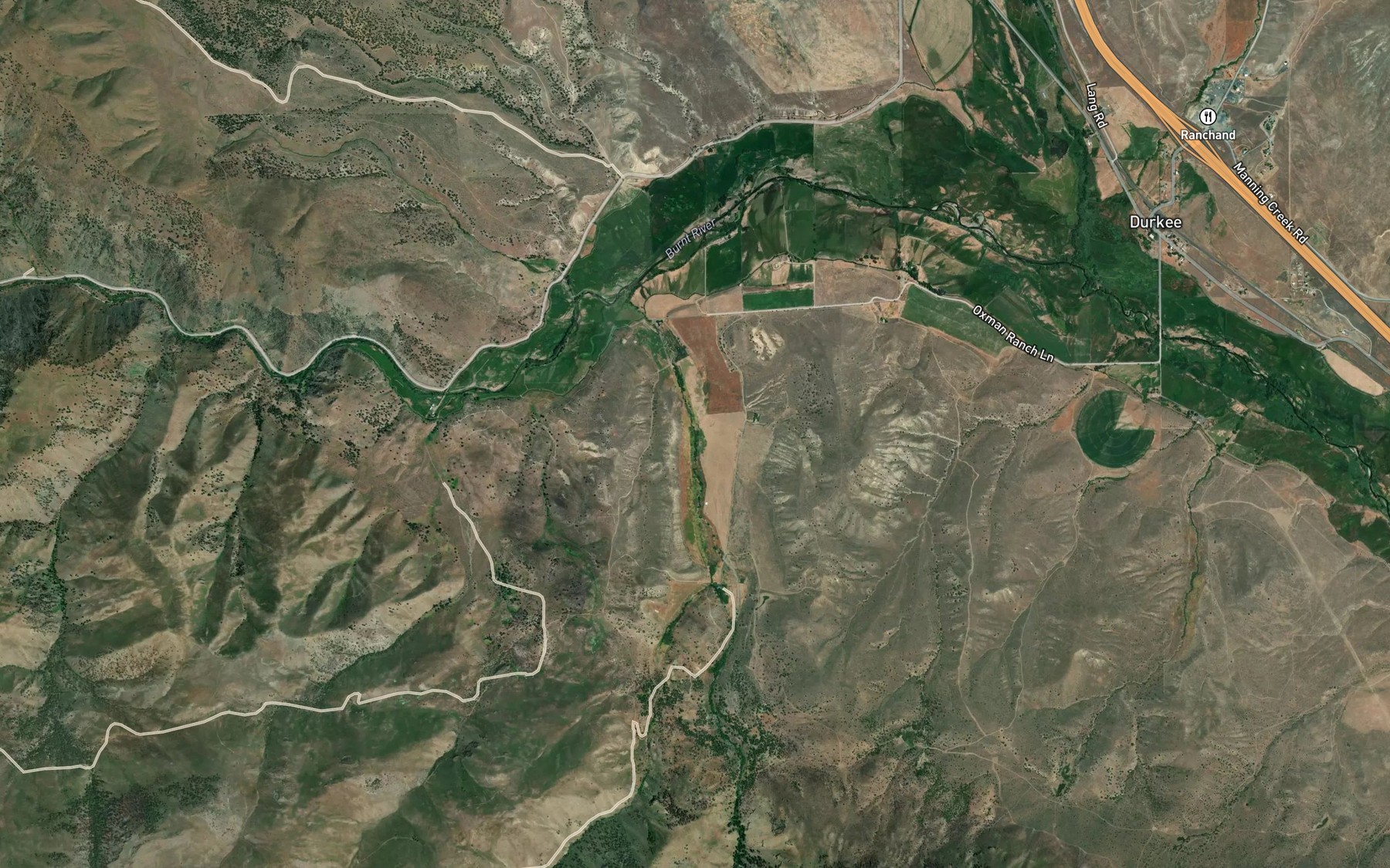 Satellite map of the Powell Creek