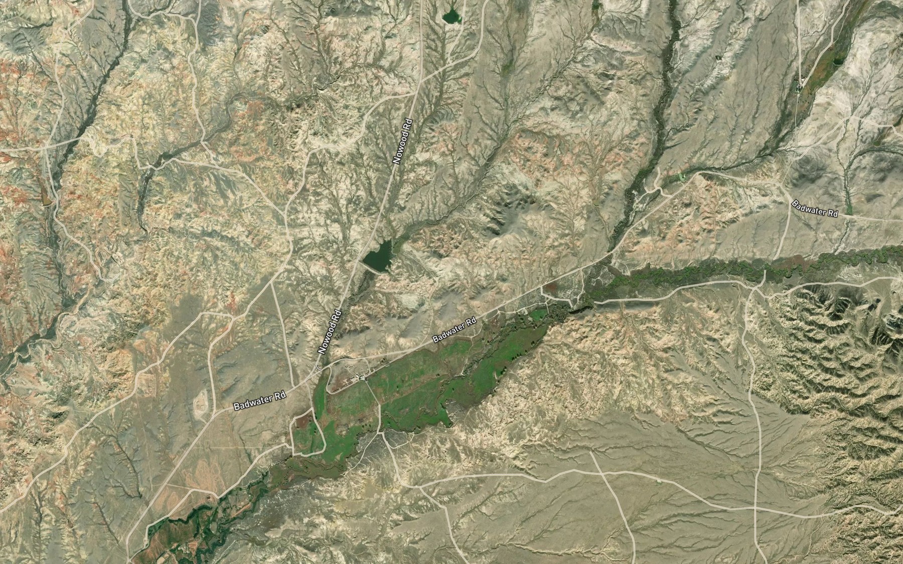 Satellite map of the Snyder Creek Reservoir