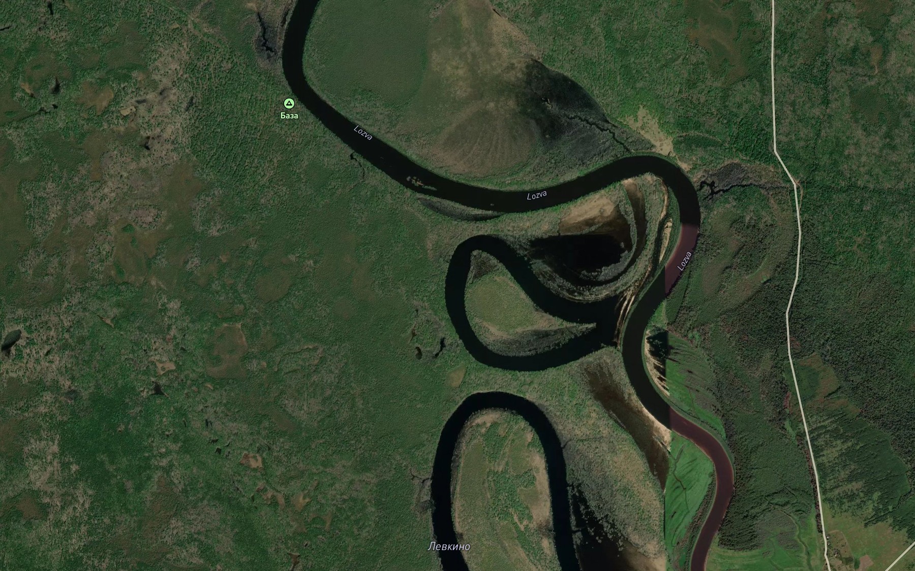Satellite map of the Ozero Akhtym