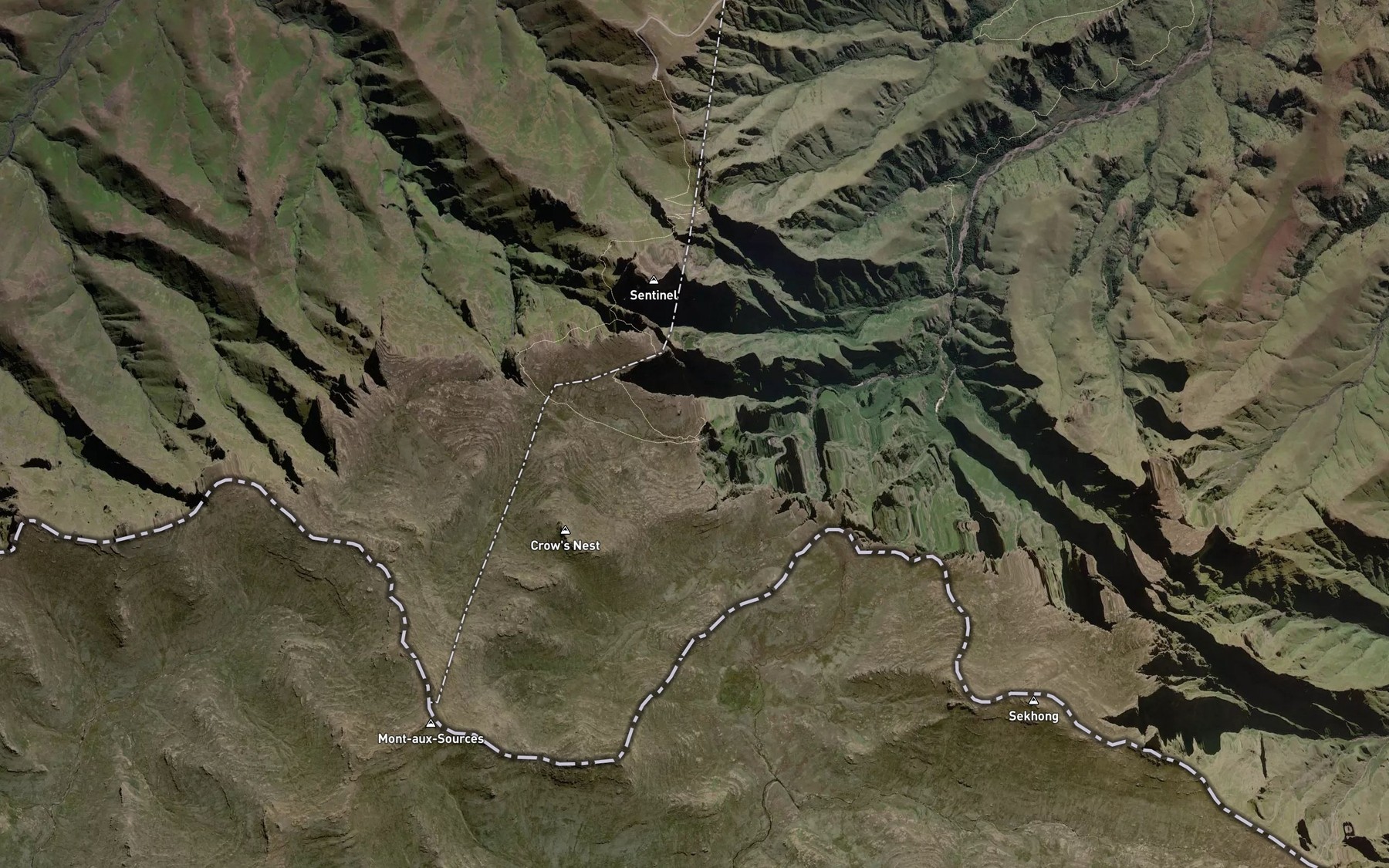 Satellite map of the Tugela Falls