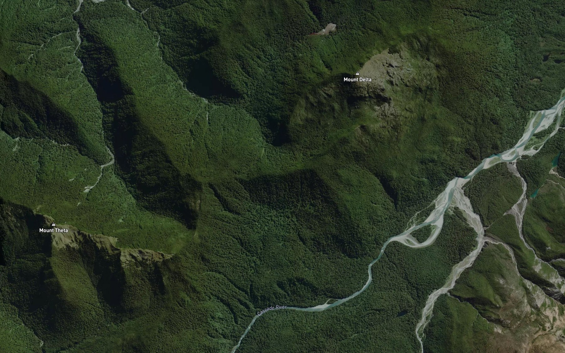 Satellite map of the Delta Creek