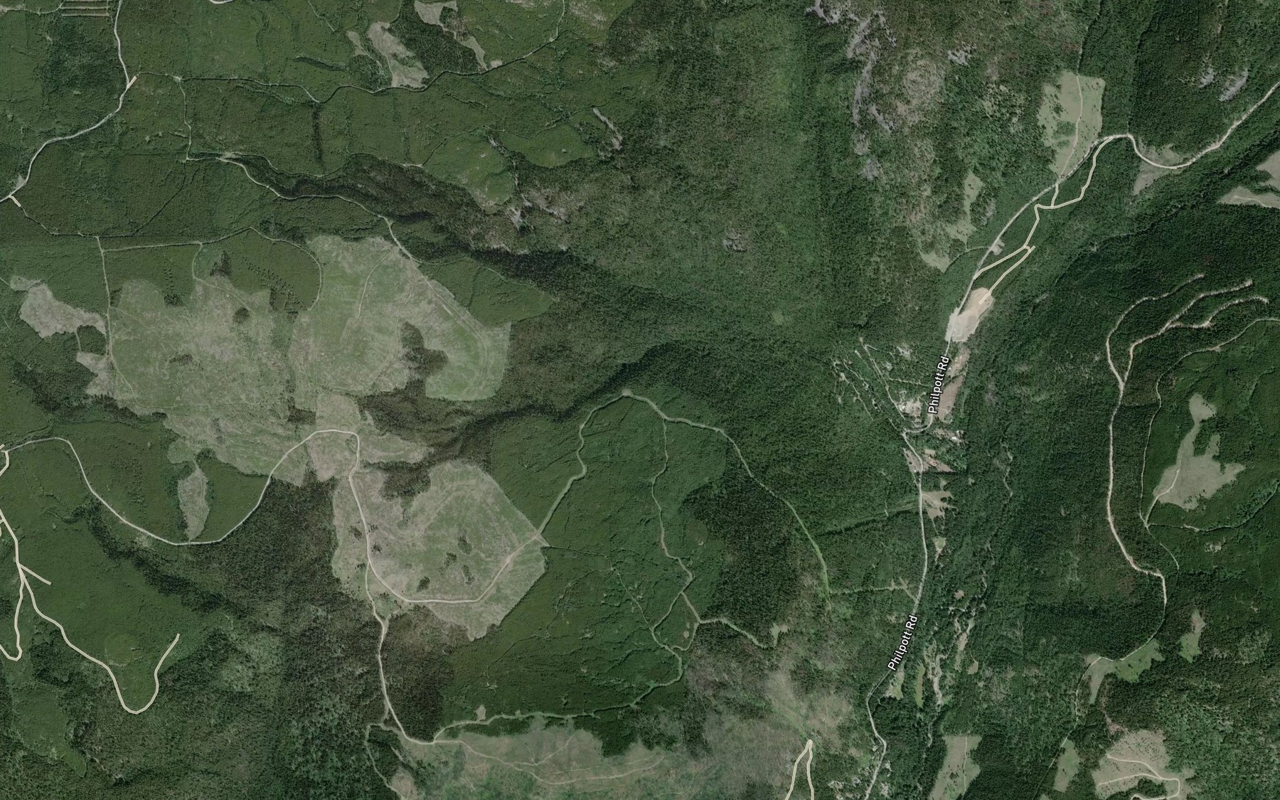 Satellite map of the Darley Creek